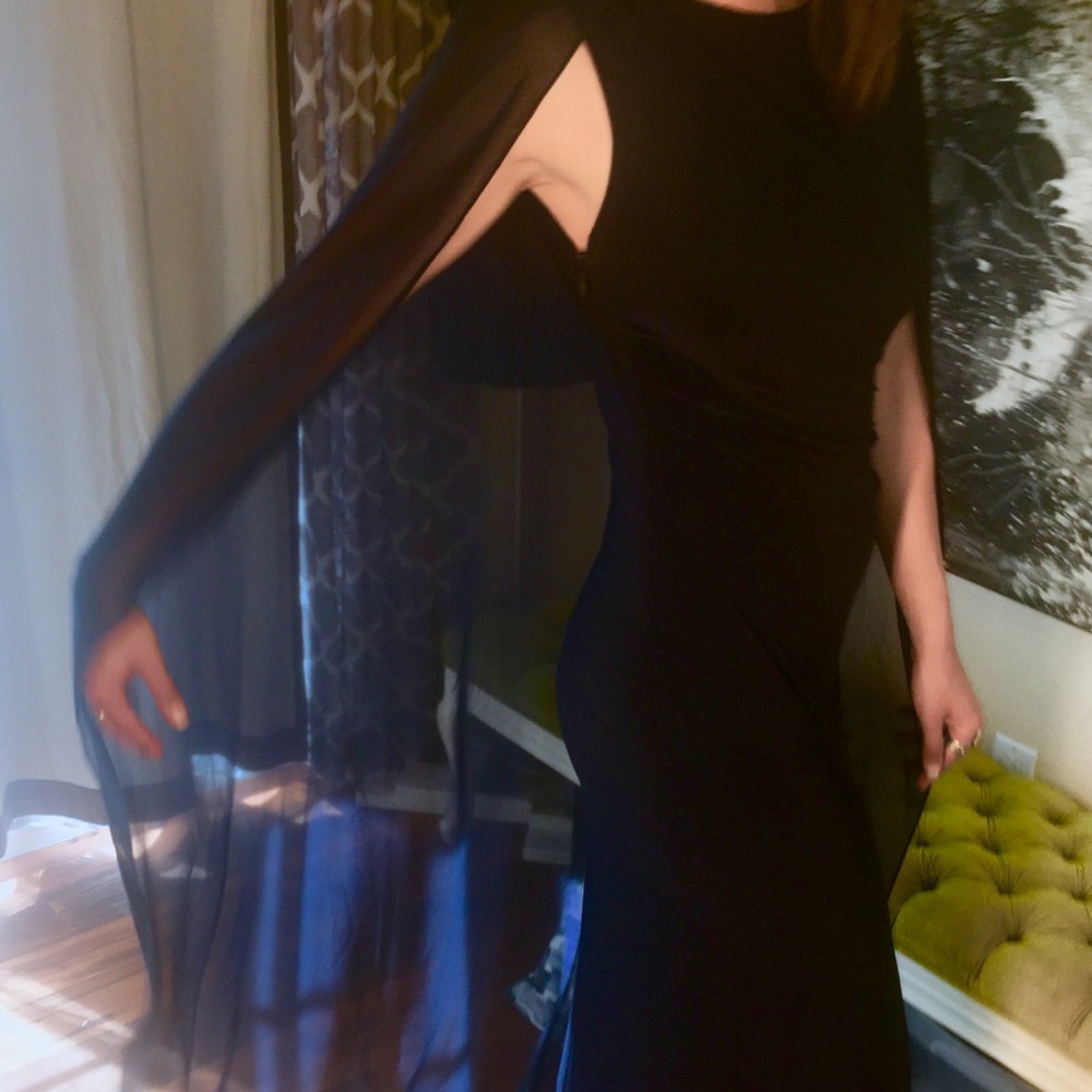 ❎SOLD❎ RALPH LAUREN Floor Caped Navy Evening Gown - Picture 6 of 8